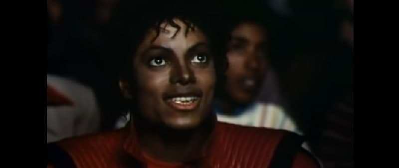 Michael Jackson enjoys a horror movie at the theater